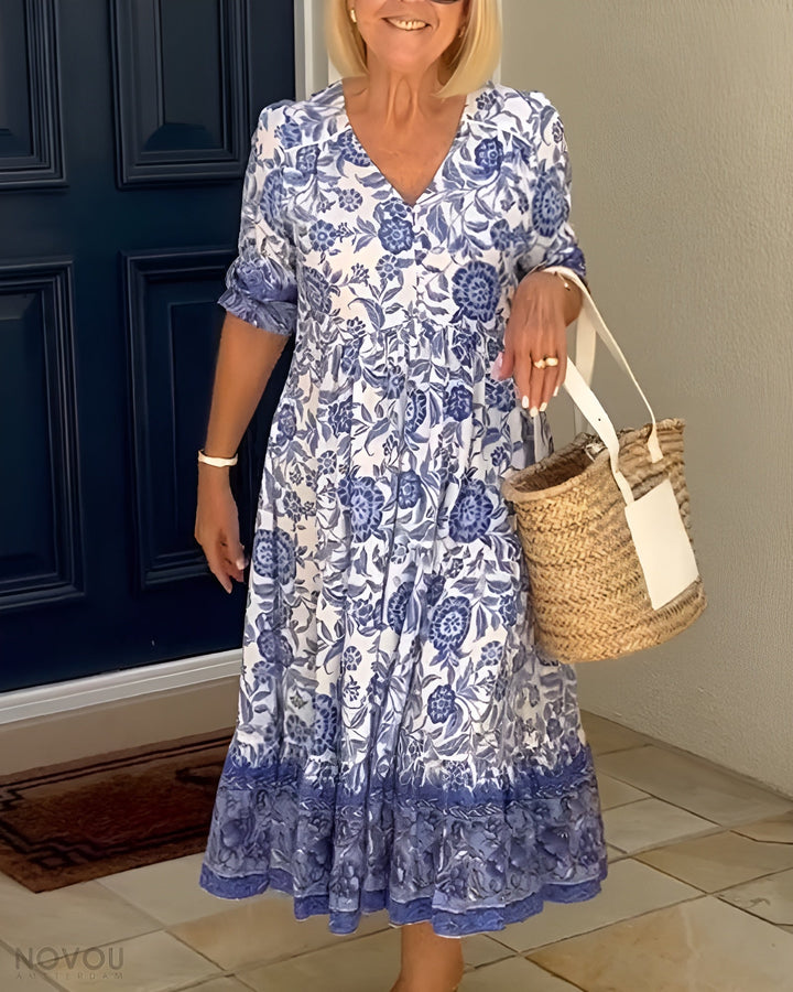 Blumenwiese | Maxikleid mit V-Ausschnitt