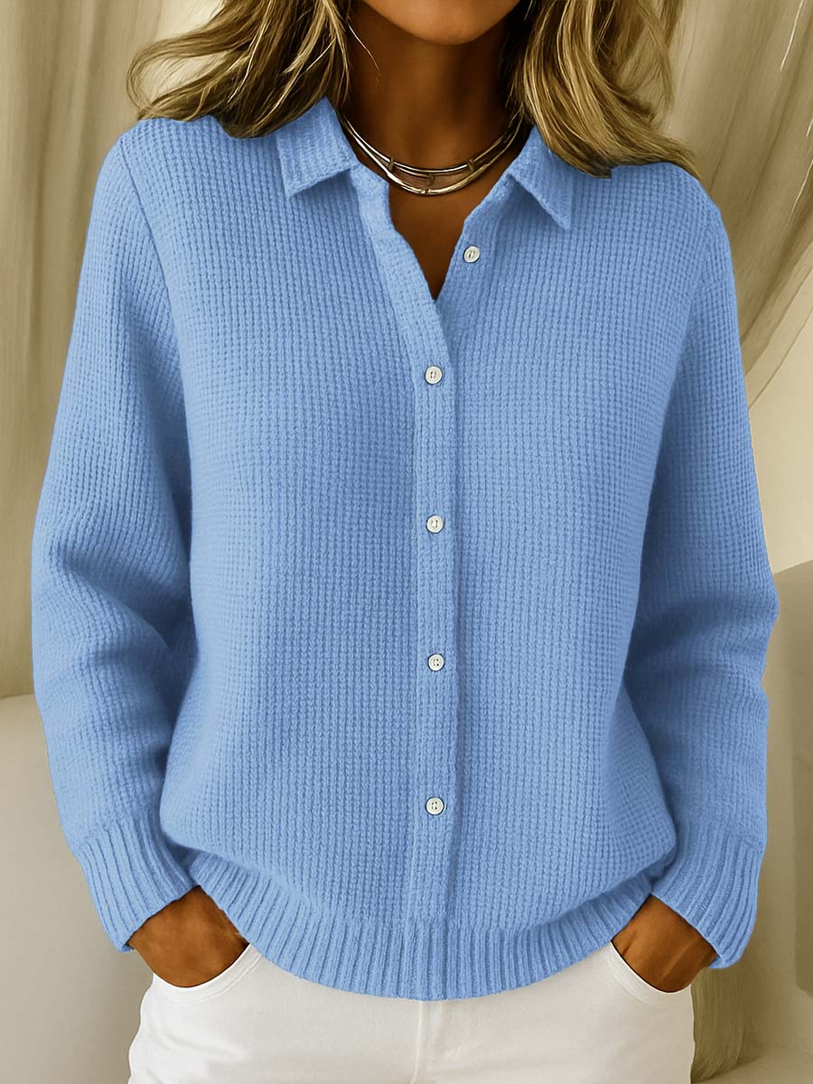 Coralie Strickjacke mit Waffelstruktur in Blau