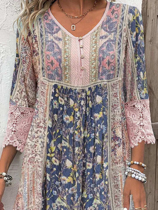 Orlaboho | Boho-Chic Gemustertes Kleid