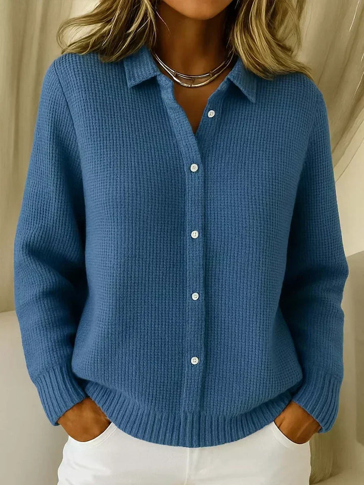 Coralie Strickjacke mit Waffelstruktur in Dunkelblau