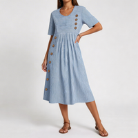 Sofia™ | Midikleid mit Nadelstreifen und Taschen