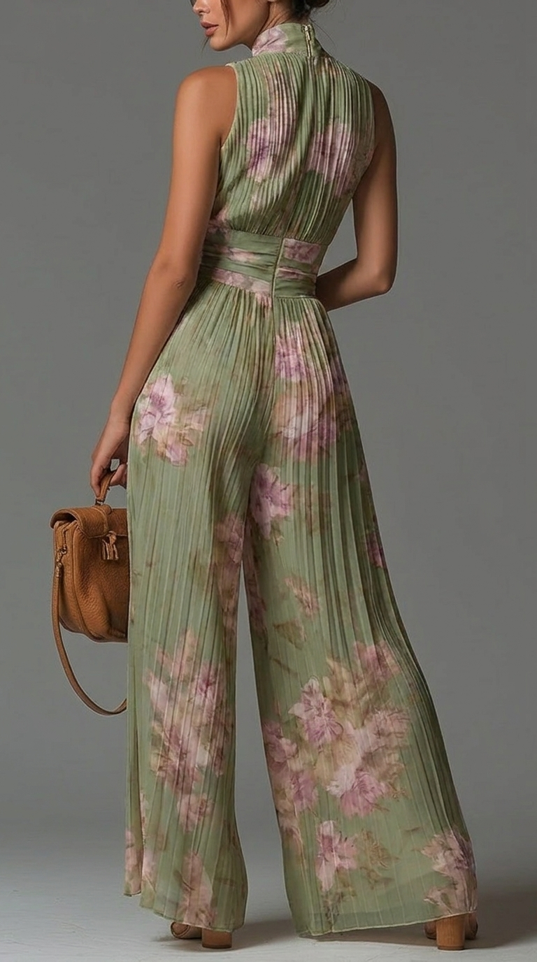 Julia Jumpsuit mit Blumenprint in Beige – Ansicht 4