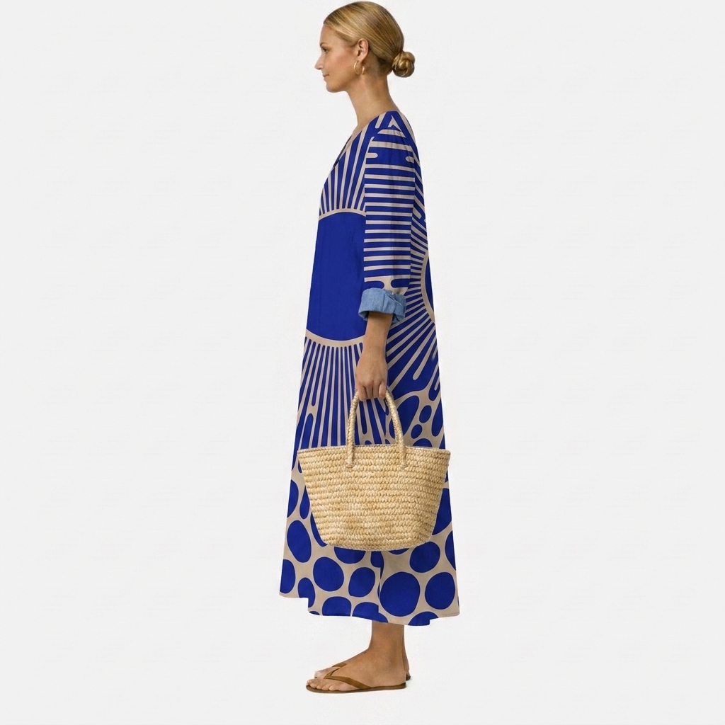 Eva Maxikleid mit grafischem Print – Seitenansicht