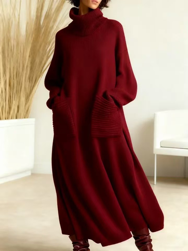 Glendastrick | Damen Oversize Strickkleid mit Rollkragen