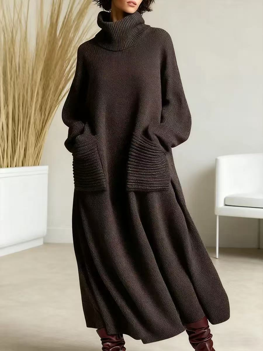 Glendastrick | Damen Oversize Strickkleid mit Rollkragen
