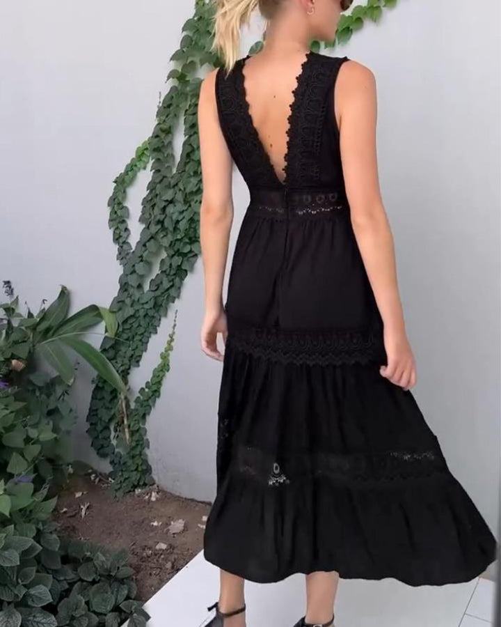 Soraboho | Ärmelloses Boho-Midikleid mit Spitzendetails