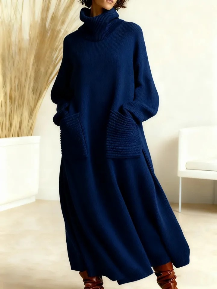 Glendastrick | Damen Oversize Strickkleid mit Rollkragen
