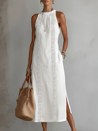 Jimena | Leinen-Midikleid mit Mao-Kragen