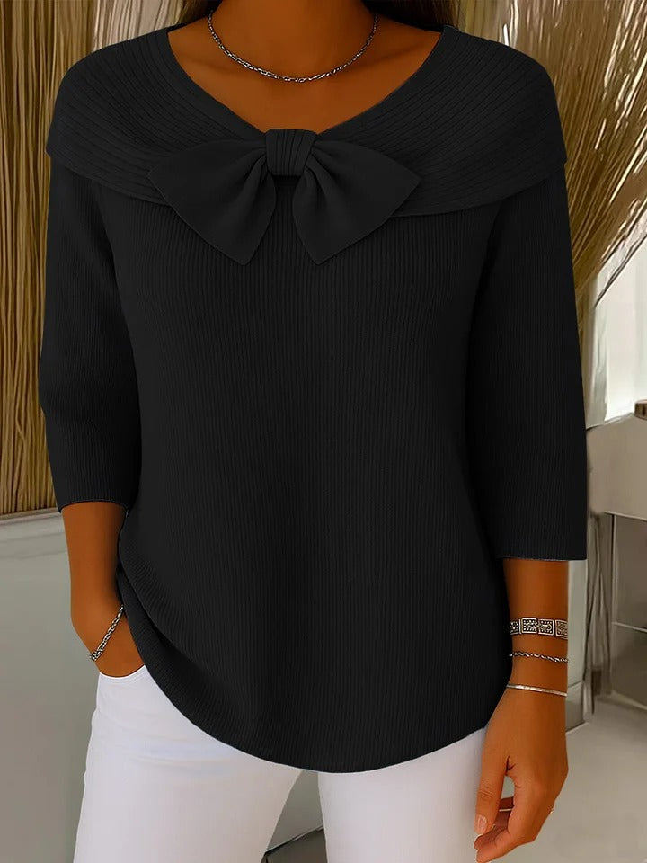 Tivella Pullover mit Schleife in Schwarz