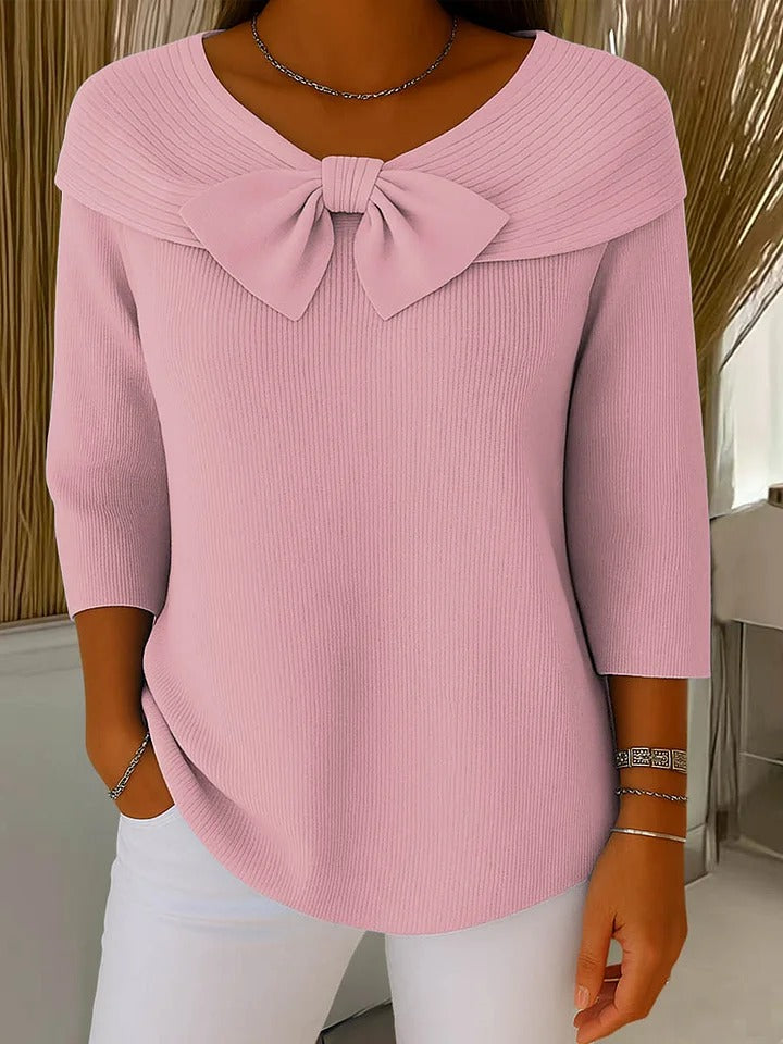 Tivella Pullover mit Schleife in Rosa