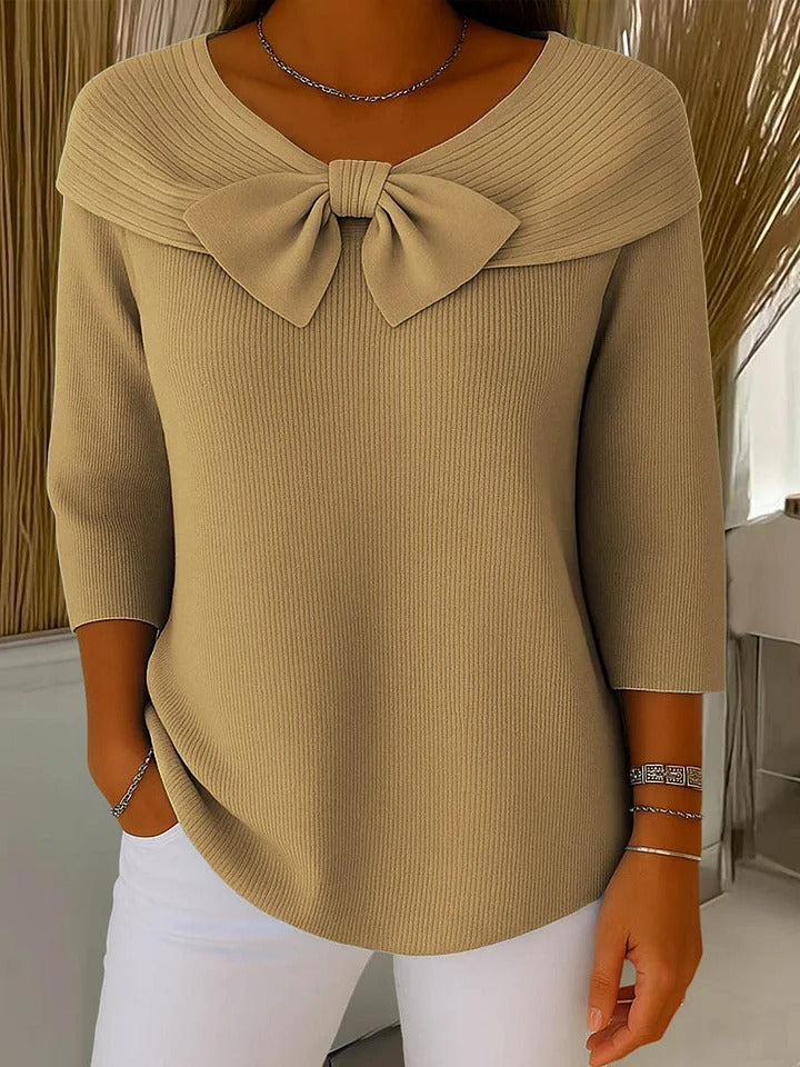 Tivella Pullover mit Schleife in Khaki