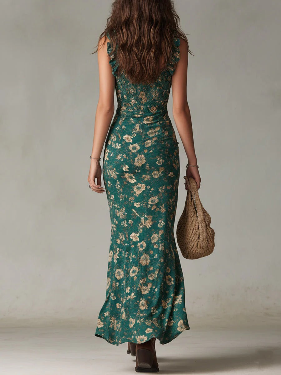 Zara Maxikleid Boho Retro Grün