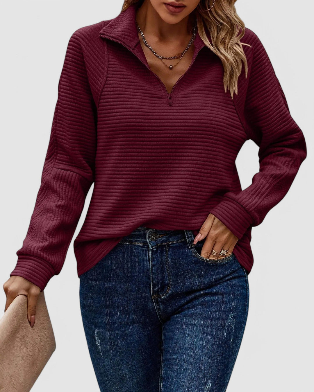 Strukturstrick | Quarter-Zip Pullover