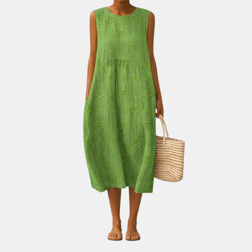 Livia Maxikleid in Grün – Vorderansicht