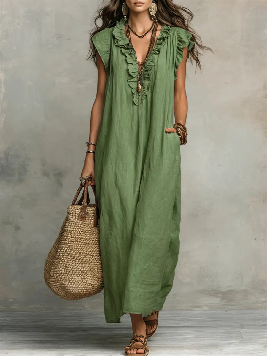 Cecilia Boho-Maxikleid in Grün