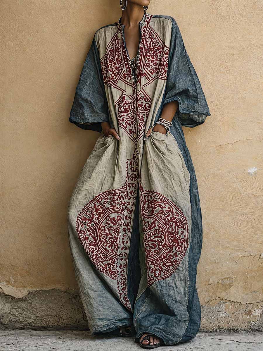 Maria Jumpsuit mit Vintage-Print in Sand