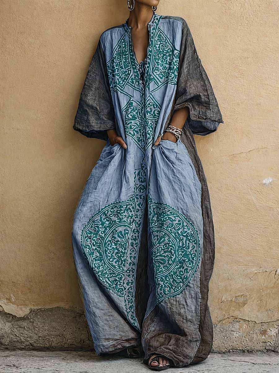 Maria Jumpsuit mit Vintage-Print in Blau