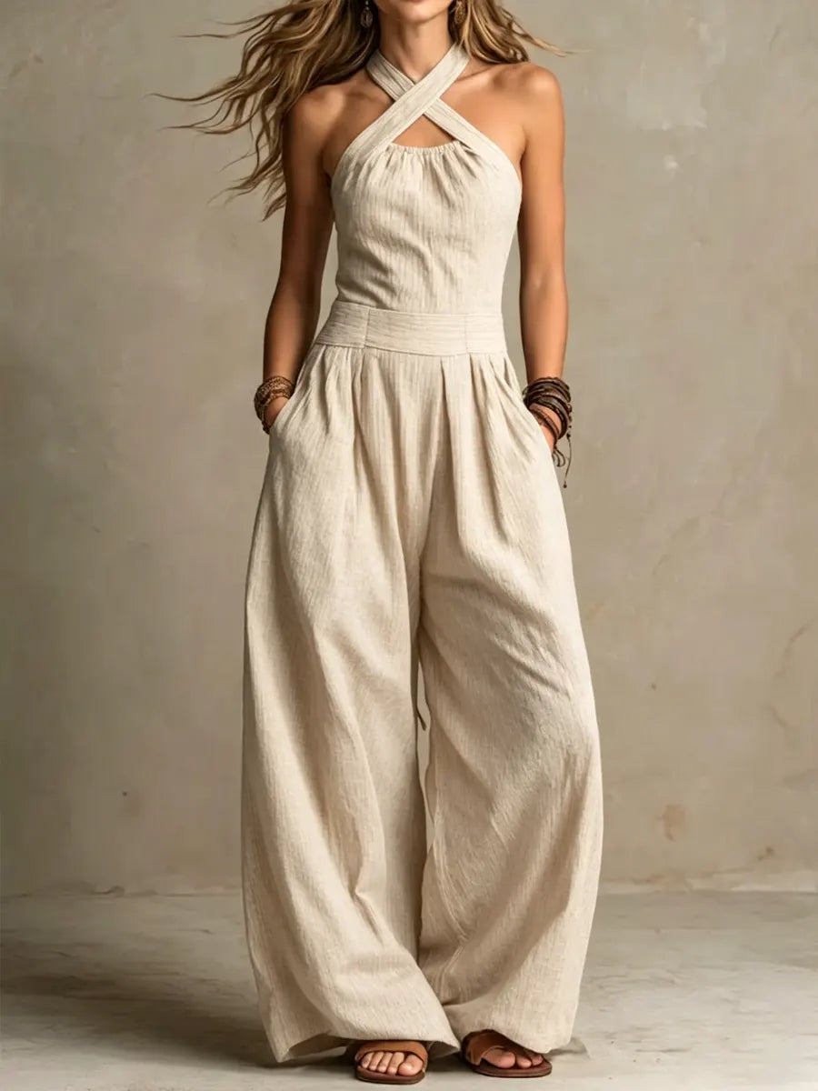 Bianca Wickel-Jumpsuit Beige