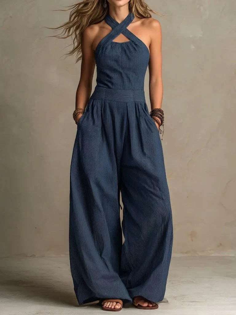 Bianca Wickel-Jumpsuit Marineblau