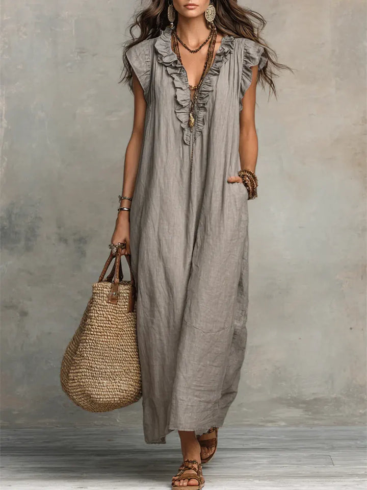 Cecilia Boho-Maxikleid in Grau