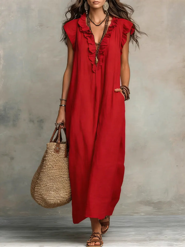 Cecilia Boho-Maxikleid in Rot