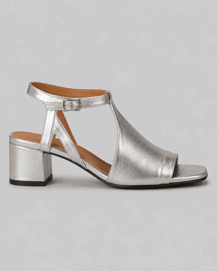 Serena silberne Sandalen – Seitenansicht