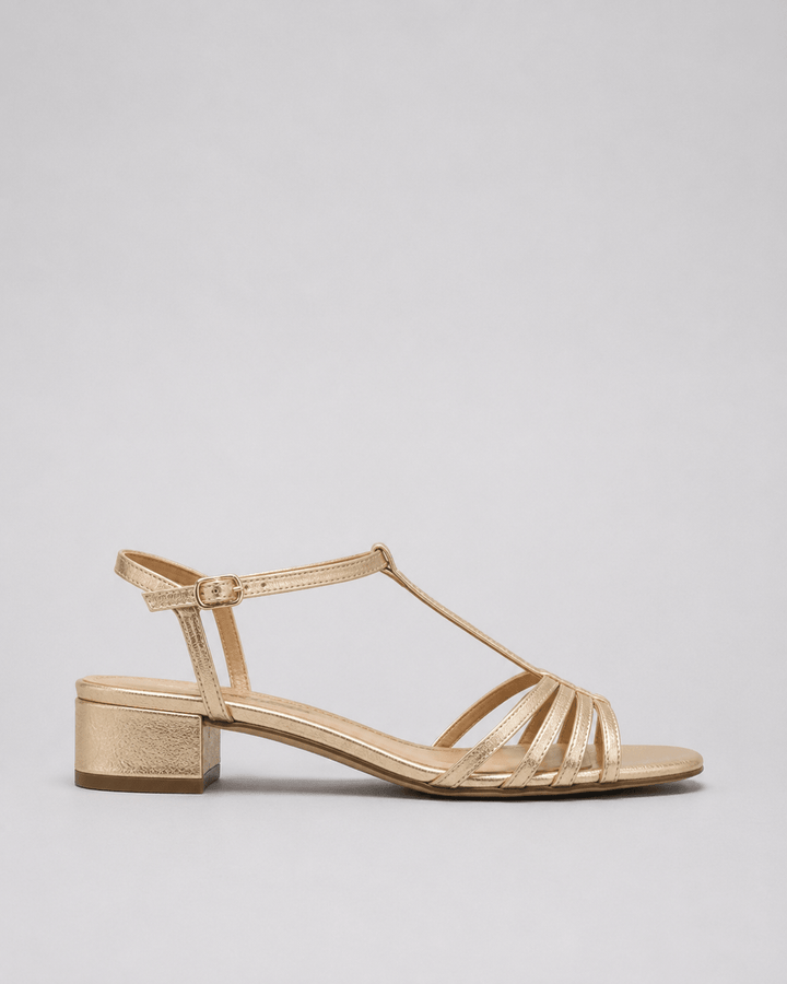 Alegre goldene Sandalen – Seitenansicht