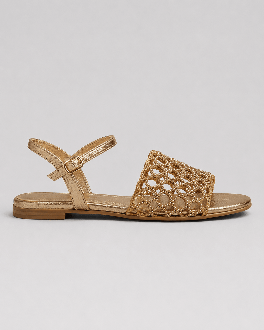 Aurora goldene Sandalen – Seitenansicht