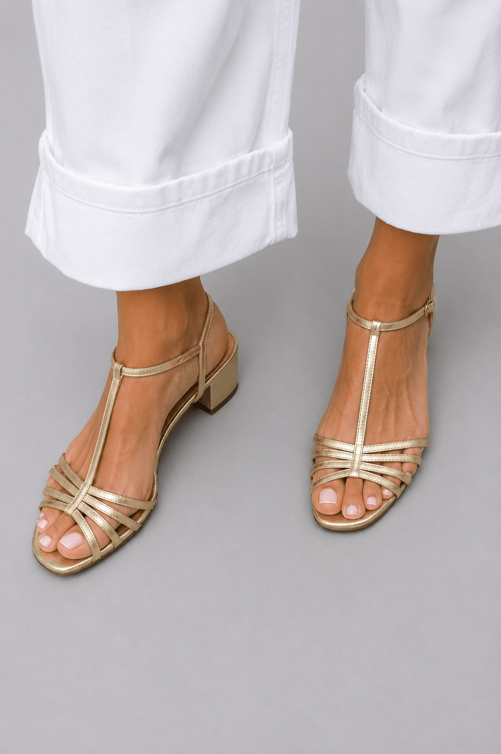 Alegre goldene Sandalen Detailansicht