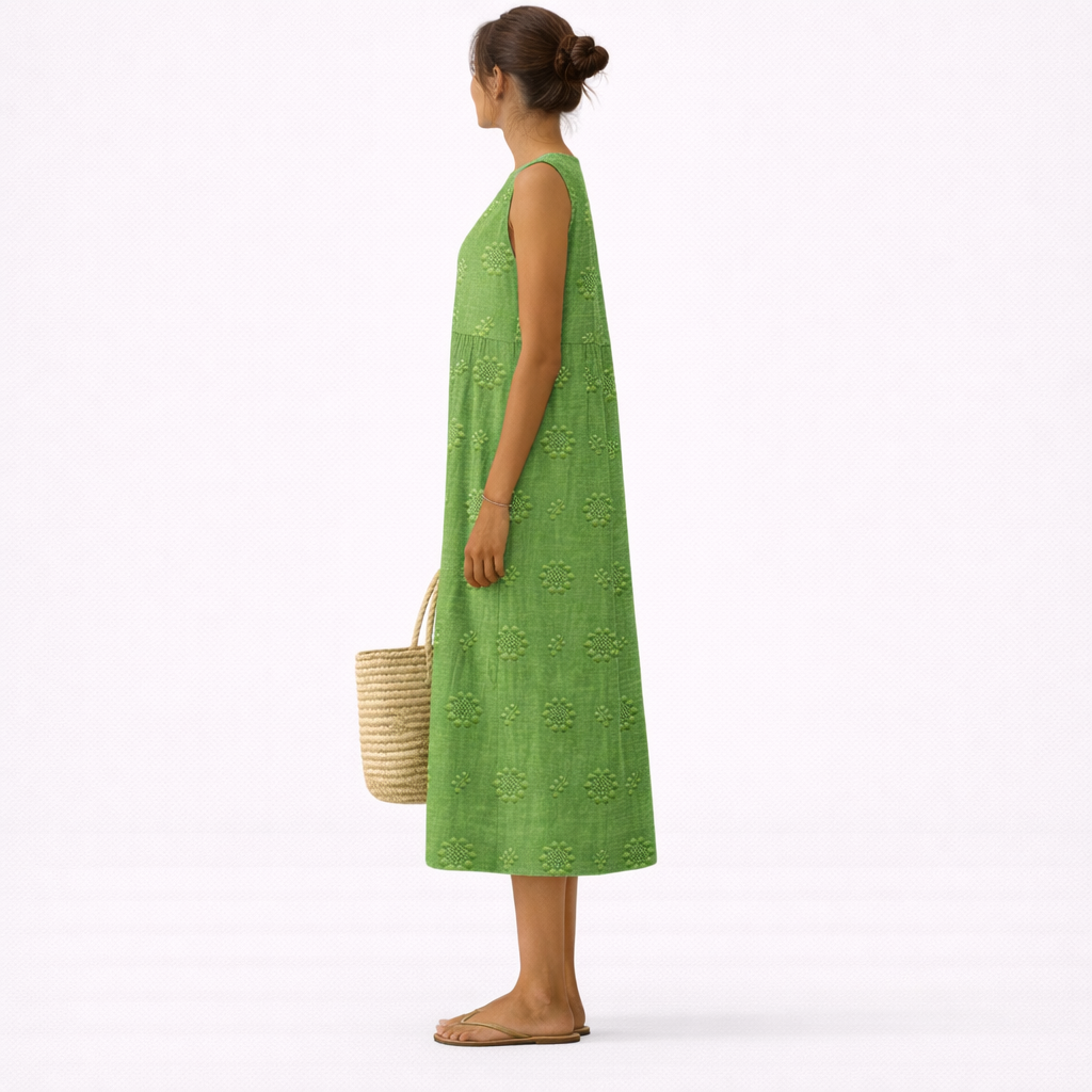 Livia Maxikleid in Grün – Seitenansicht