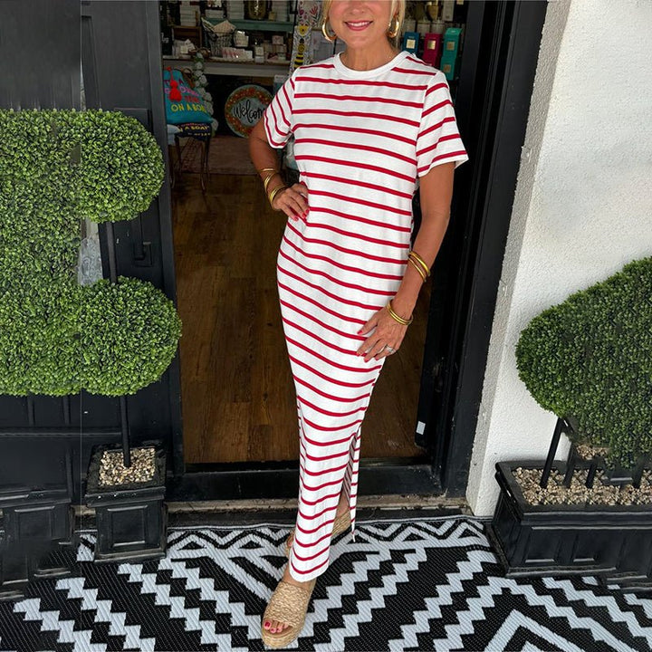 Streifenglanz | Gestreiftes Maxikleid