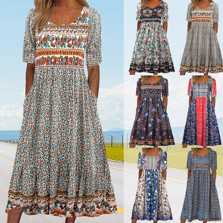 Sandraboho | Elegantes Boho-Kleid mit Print für Damen