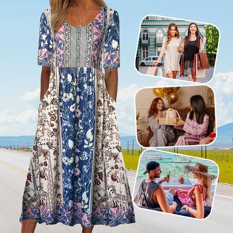 Sandraboho | Elegantes Boho-Kleid mit Print für Damen