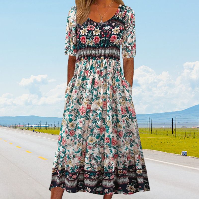 Sandraboho | Elegantes Boho-Kleid mit Print für Damen