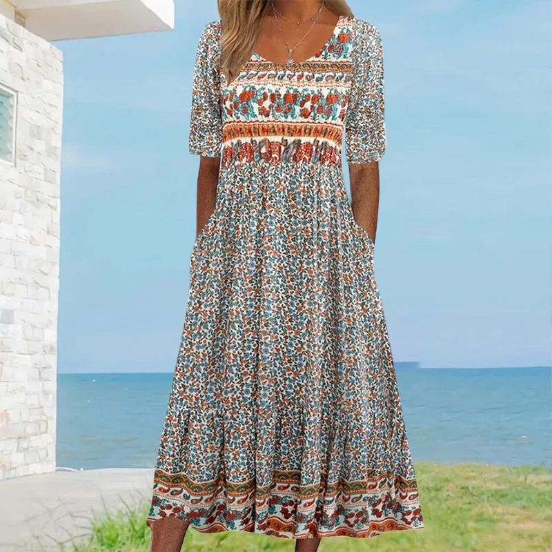 Sandraboho | Elegantes Boho-Kleid mit Print für Damen