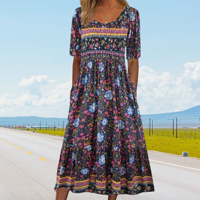 Sandraboho | Elegantes Boho-Kleid mit Print für Damen
