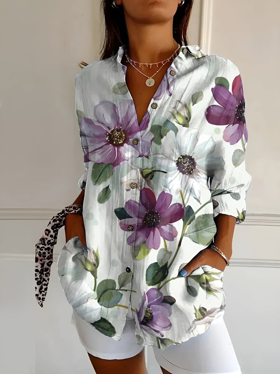 Blumenwelle | Baumwollbluse