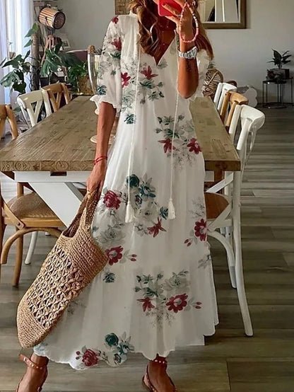 Boho-Grazie | Kleid mit Laternenärmeln