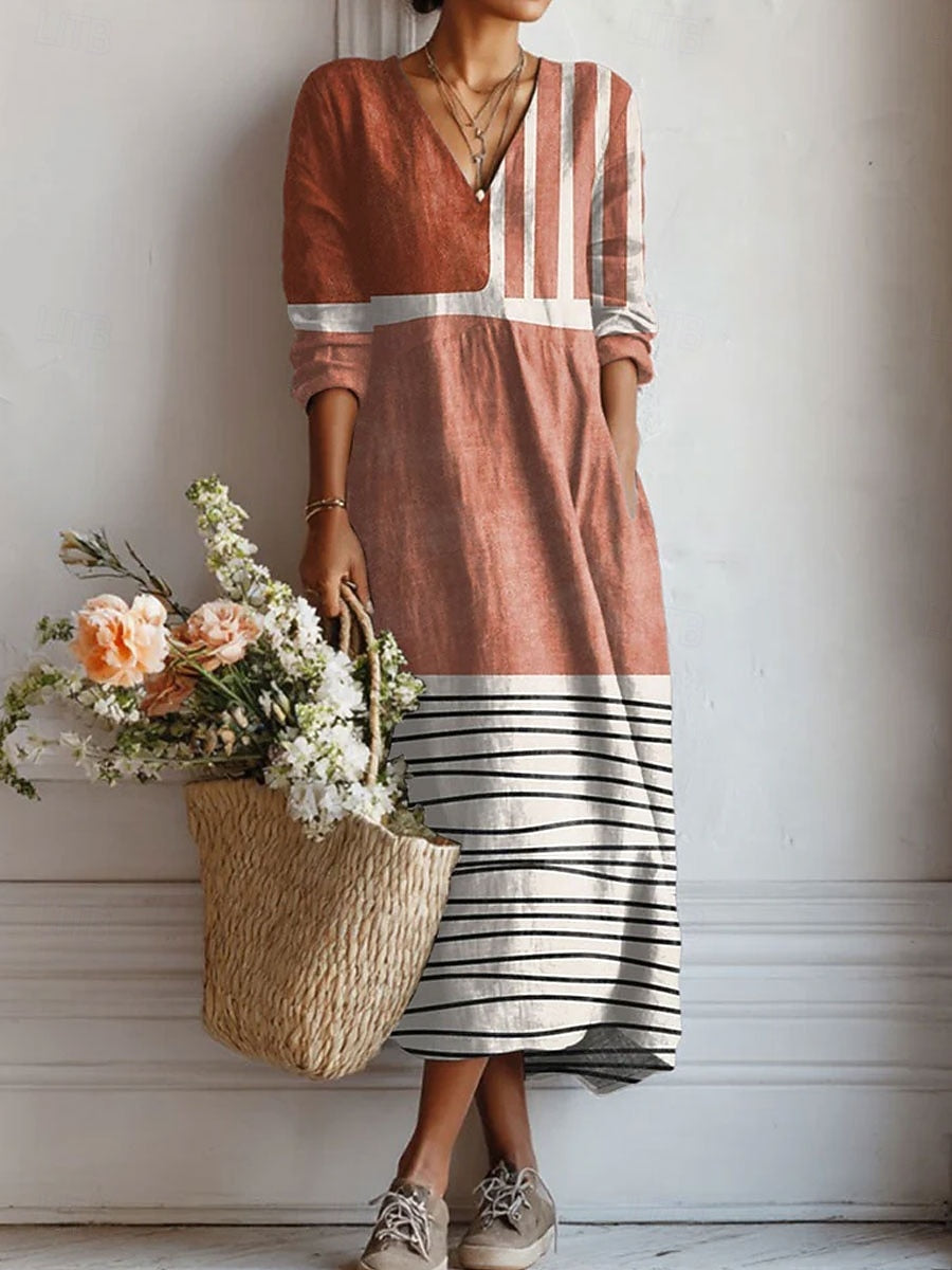 Zoey Maxikleid im Colourblock mit Streifen – Gesamtansicht